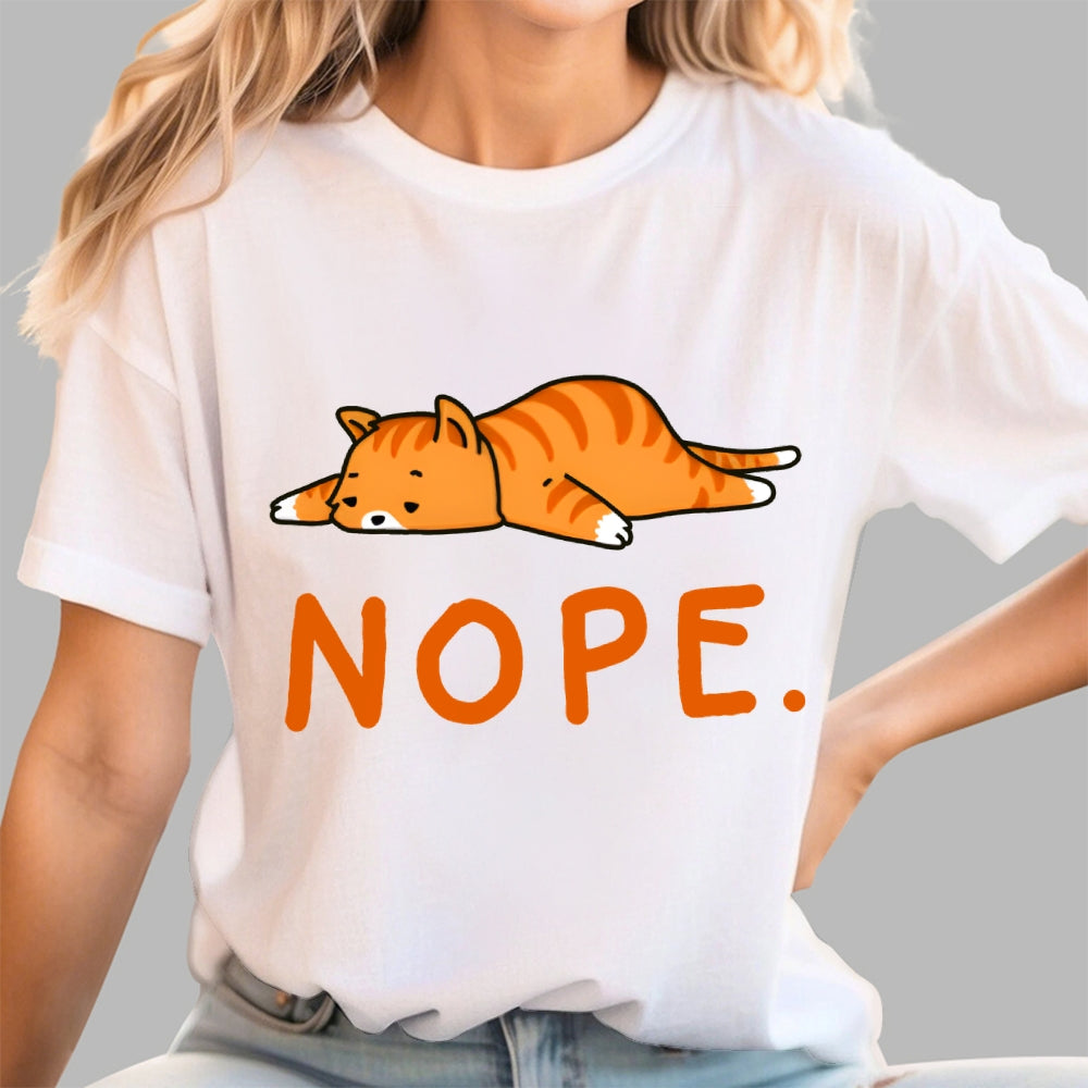 Nope Lazy Cat  T-Shirt