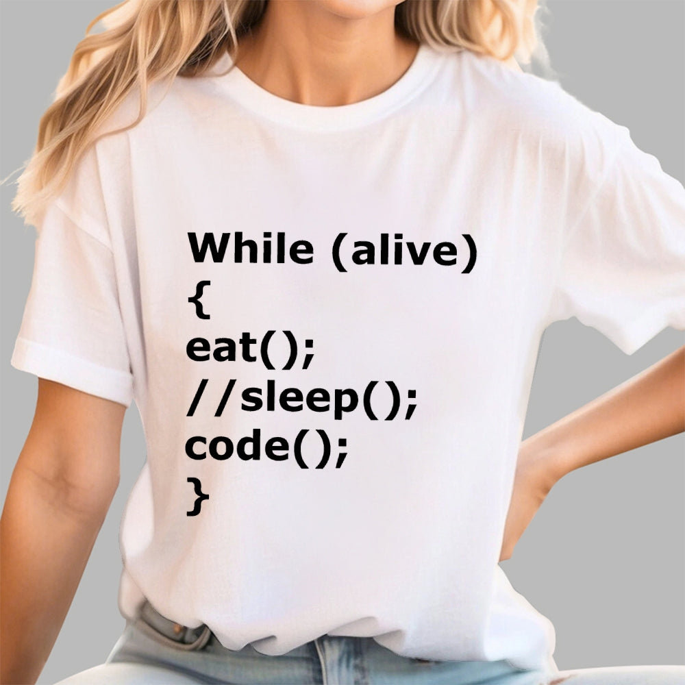 While Alive Eat No Sleep Code  T-Shirt
