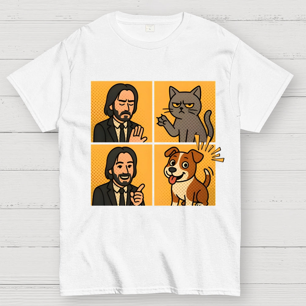Cute John Wick Dog Cat Yes No Meme  T-Shirt