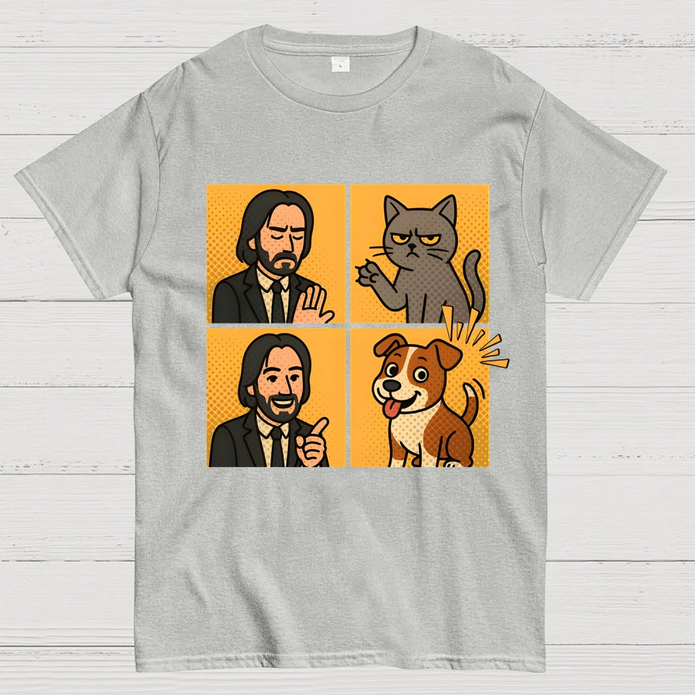 Cute John Wick Dog Cat Yes No Meme  T-Shirt