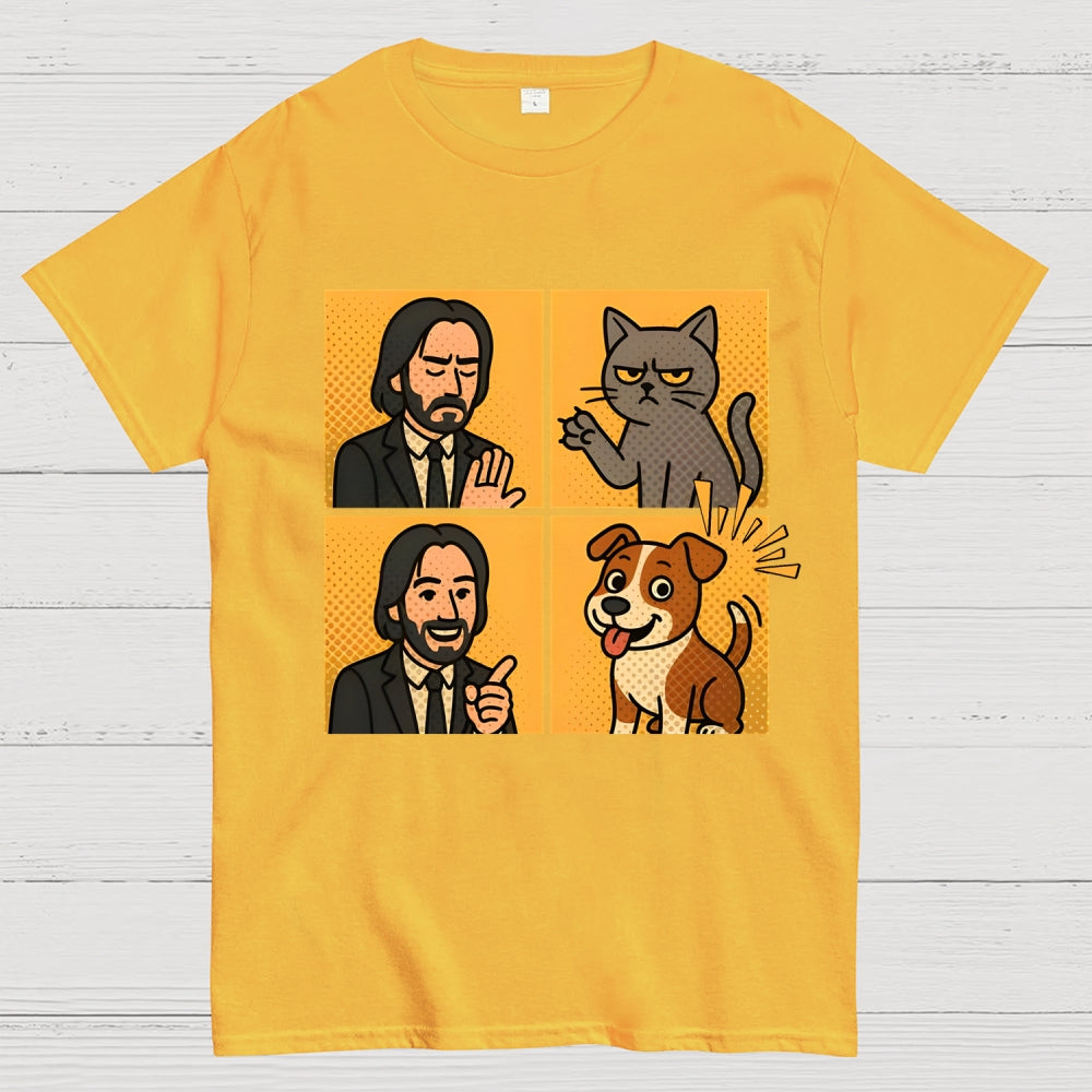Cute John Wick Dog Cat Yes No Meme  T-Shirt