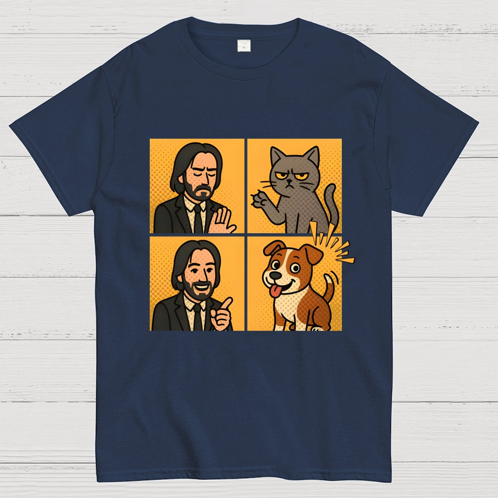 Cute John Wick Dog Cat Yes No Meme  T-Shirt