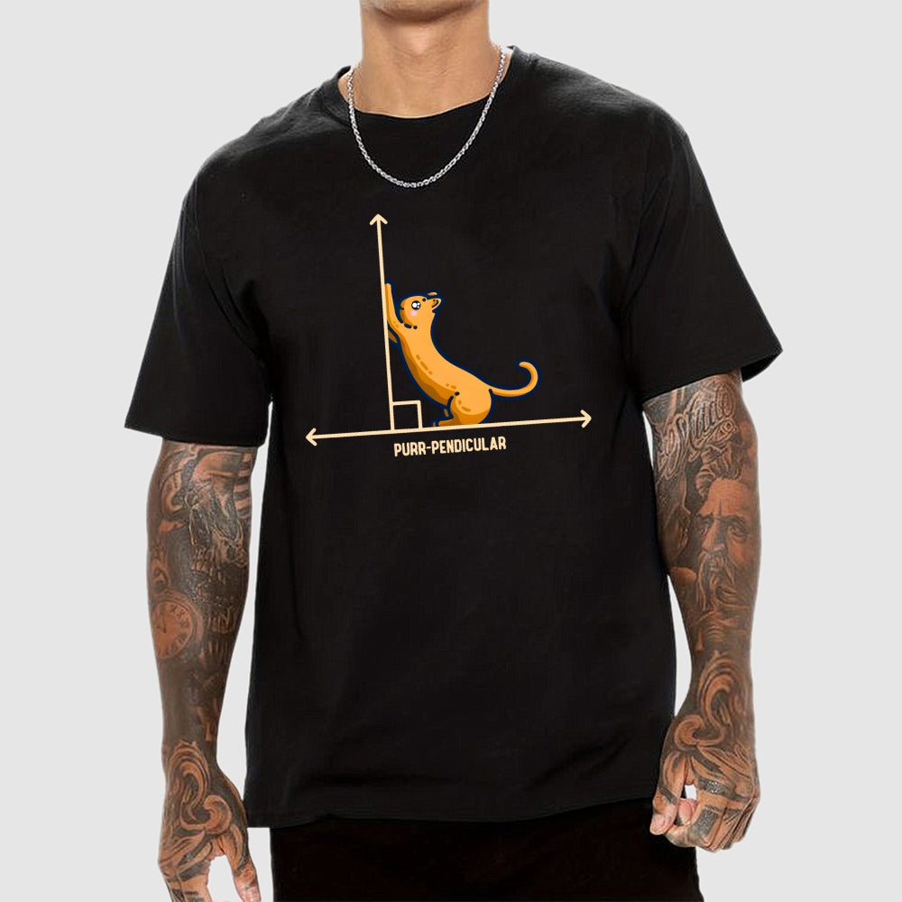 Purr-Pendicular Cute Maths Cat Premium  T-Shirt
