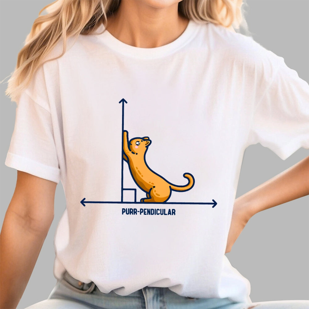 Purr-Pendicular Cute Maths Cat Premium  T-Shirt