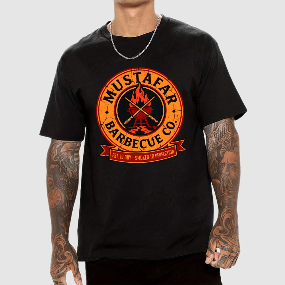 Mustafar Barbecue Co EST. 19 BBY Smoked to Perfection art print  T-Shirt
