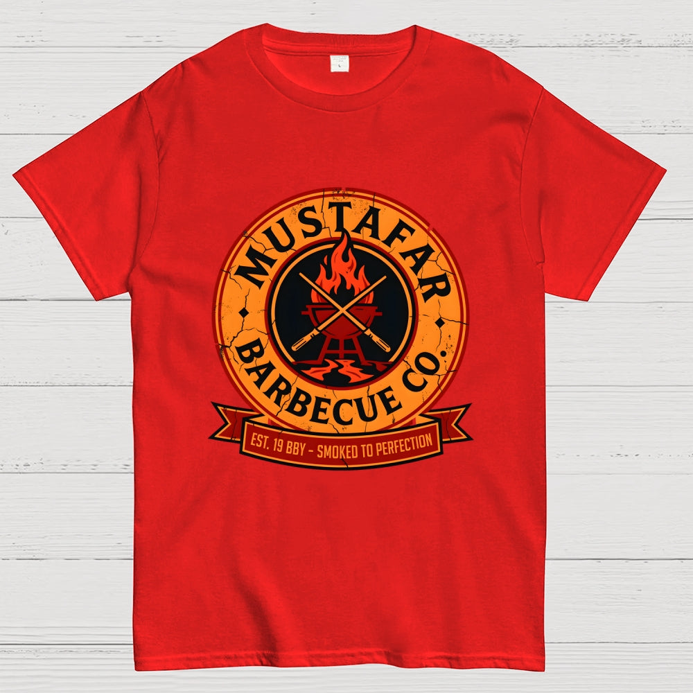 Mustafar Barbecue Co EST. 19 BBY Smoked to Perfection art print  T-Shirt