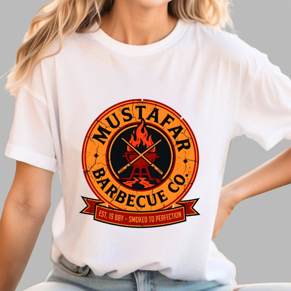 Mustafar Barbecue Co EST. 19 BBY Smoked to Perfection art print  T-Shirt