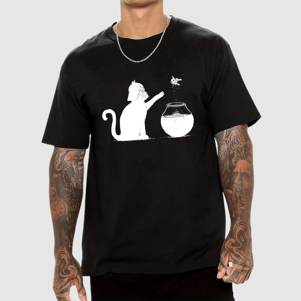 Darth Cat and Fish Funny  T-Shirt