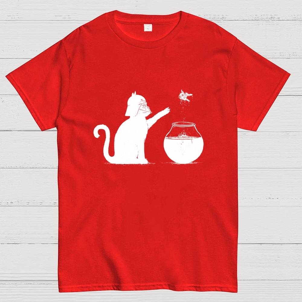 Darth Cat and Fish Funny  T-Shirt