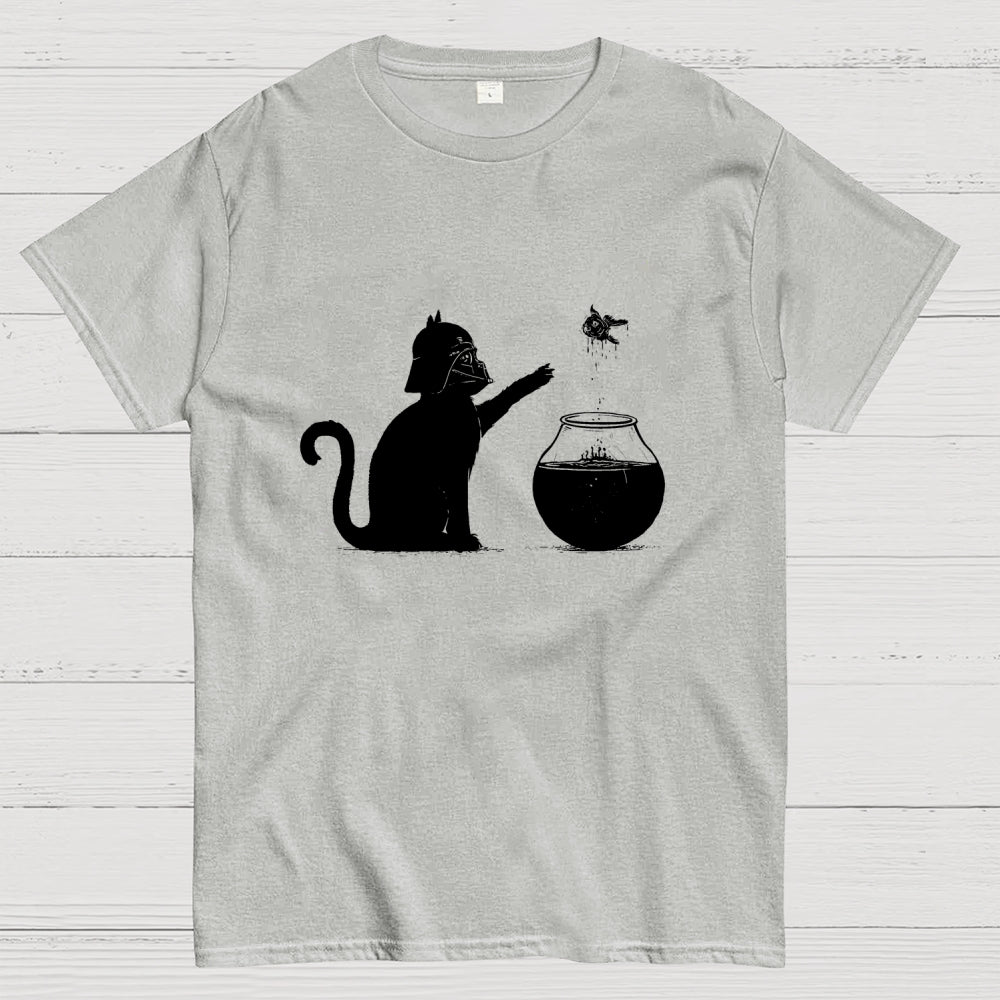 Darth Cat and Fish Funny  T-Shirt
