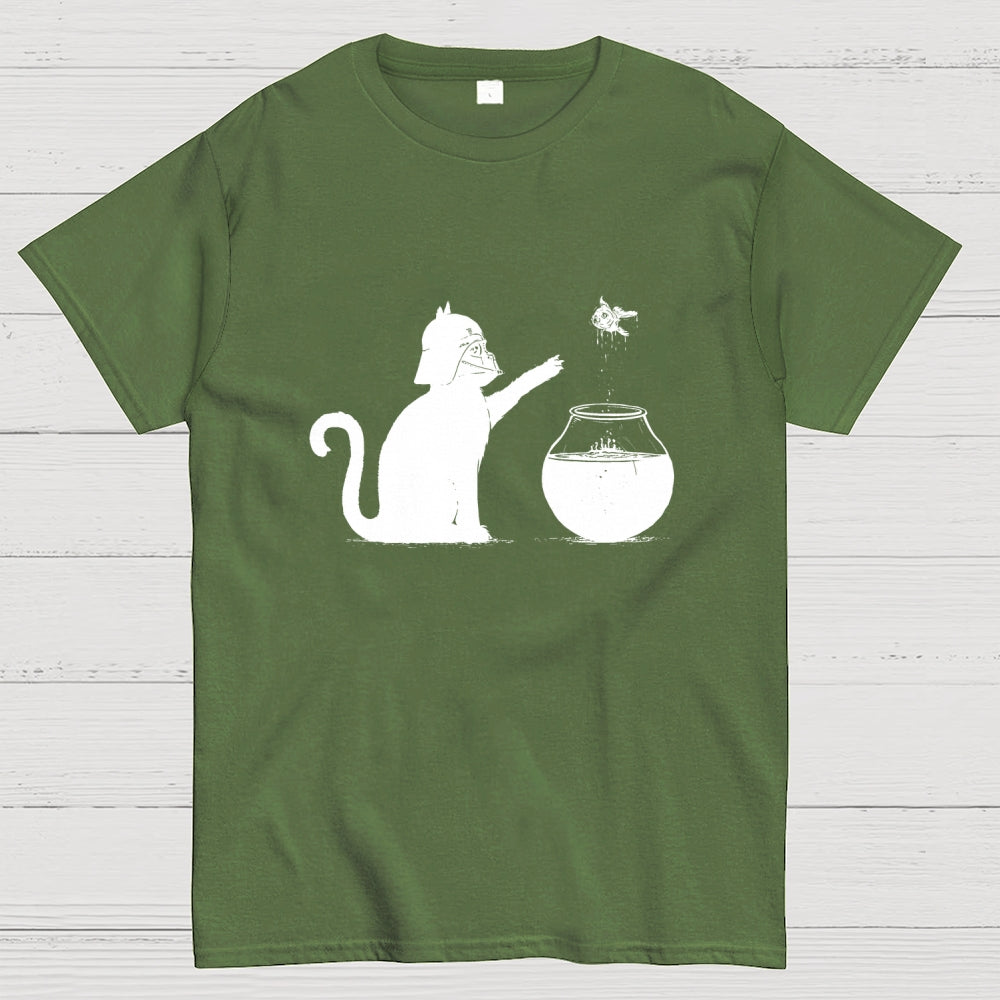 Darth Cat and Fish Funny  T-Shirt