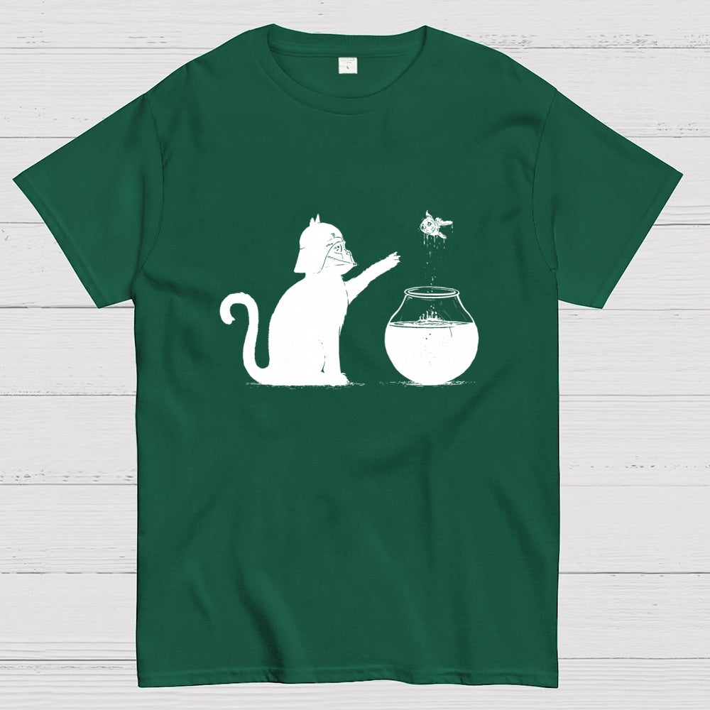 Darth Cat and Fish Funny  T-Shirt