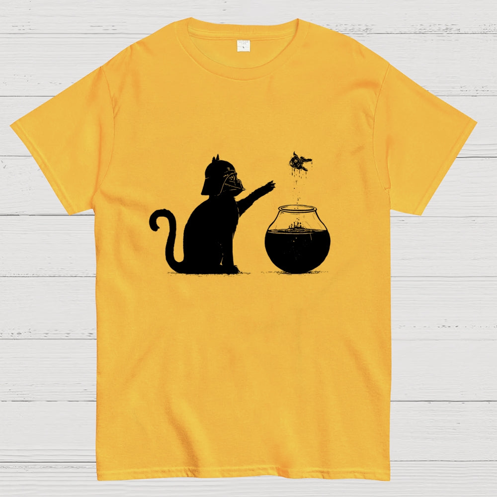 Darth Cat and Fish Funny  T-Shirt