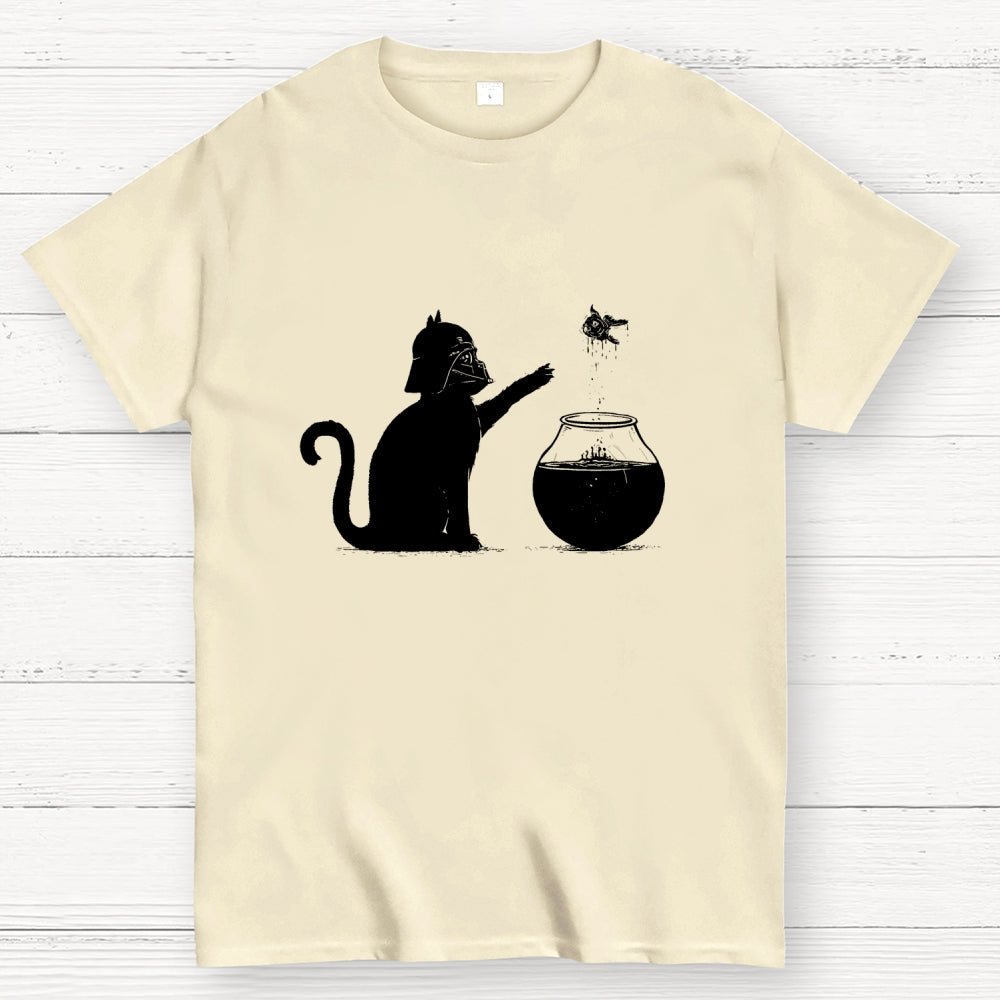 Darth Cat and Fish Funny  T-Shirt