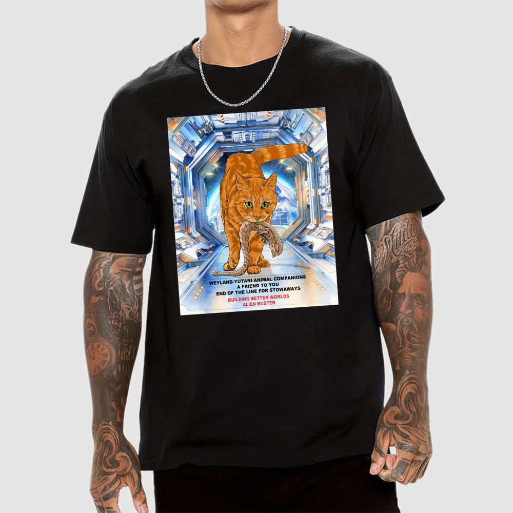 Alien Buster - Ginger Cat Building Better Worlds  T-Shirt