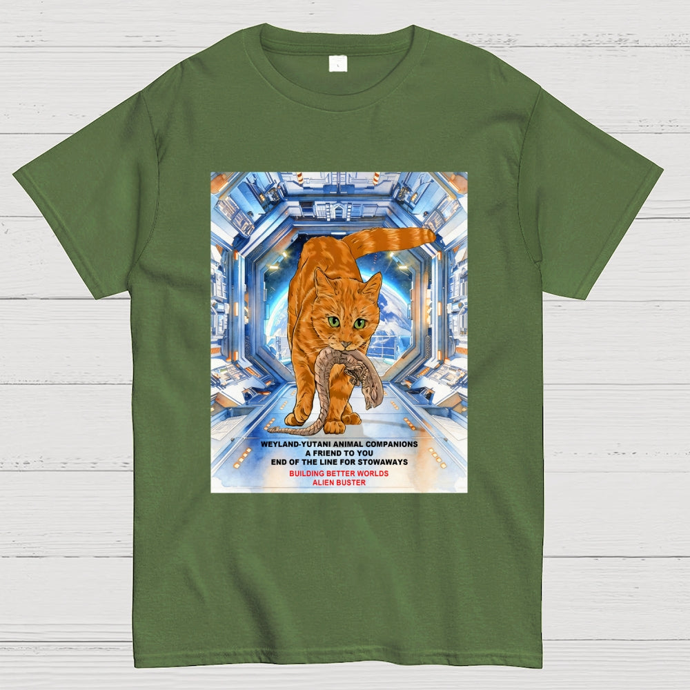 Alien Buster - Ginger Cat Building Better Worlds  T-Shirt