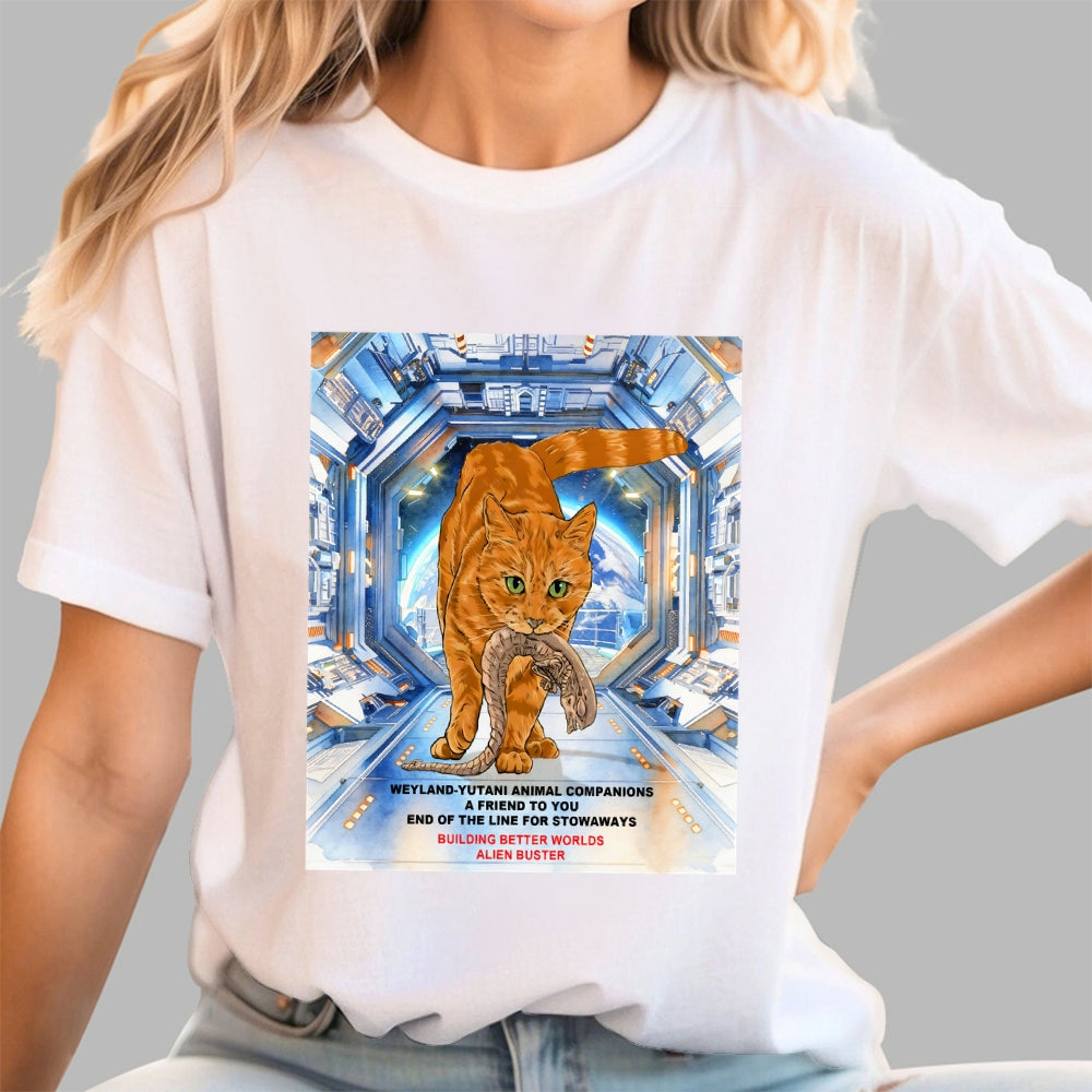 Alien Buster - Ginger Cat Building Better Worlds  T-Shirt