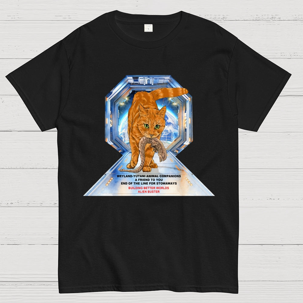 Alien Buster Ginger Cat - Building Better Worlds  T-Shirt