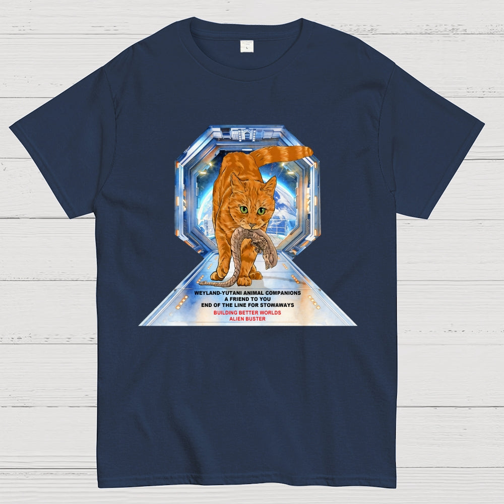 Alien Buster Ginger Cat - Building Better Worlds  T-Shirt