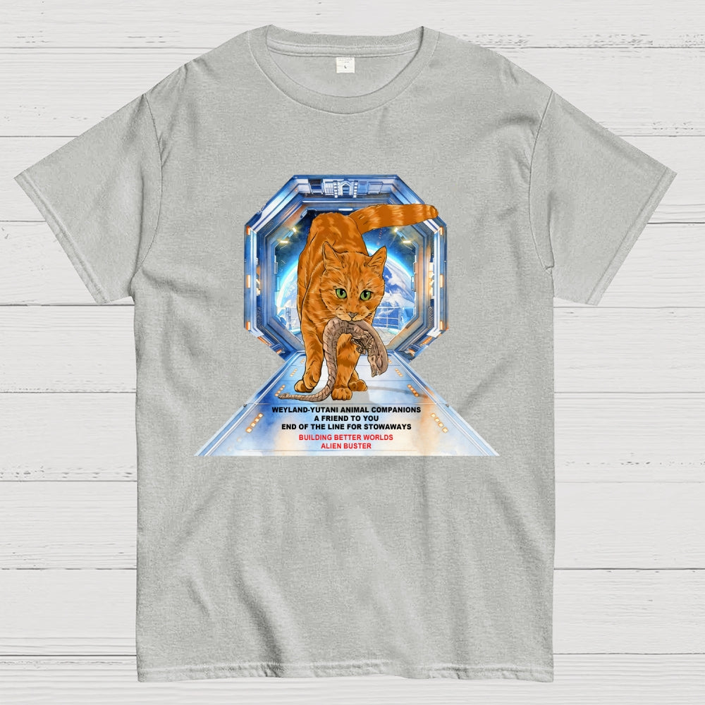 Alien Buster Ginger Cat - Building Better Worlds  T-Shirt
