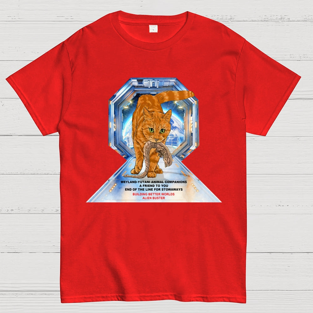 Alien Buster Ginger Cat - Building Better Worlds  T-Shirt