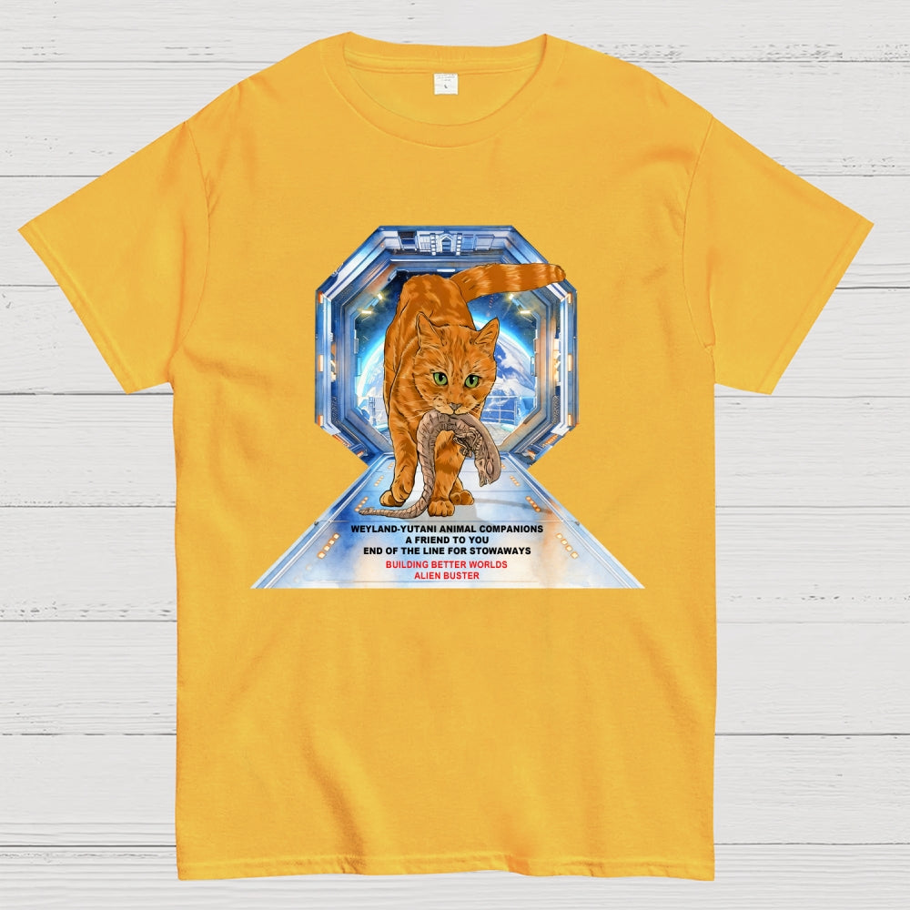 Alien Buster Ginger Cat - Building Better Worlds  T-Shirt