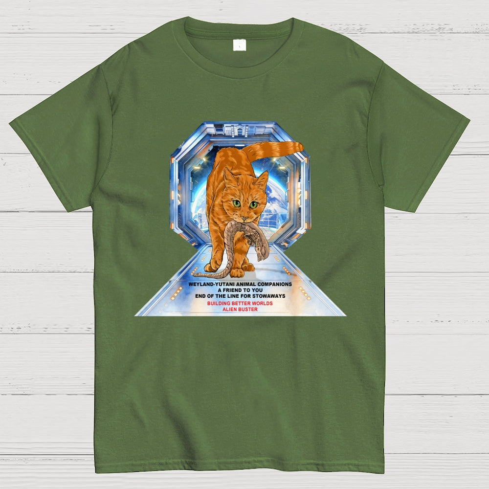 Alien Buster Ginger Cat - Building Better Worlds  T-Shirt