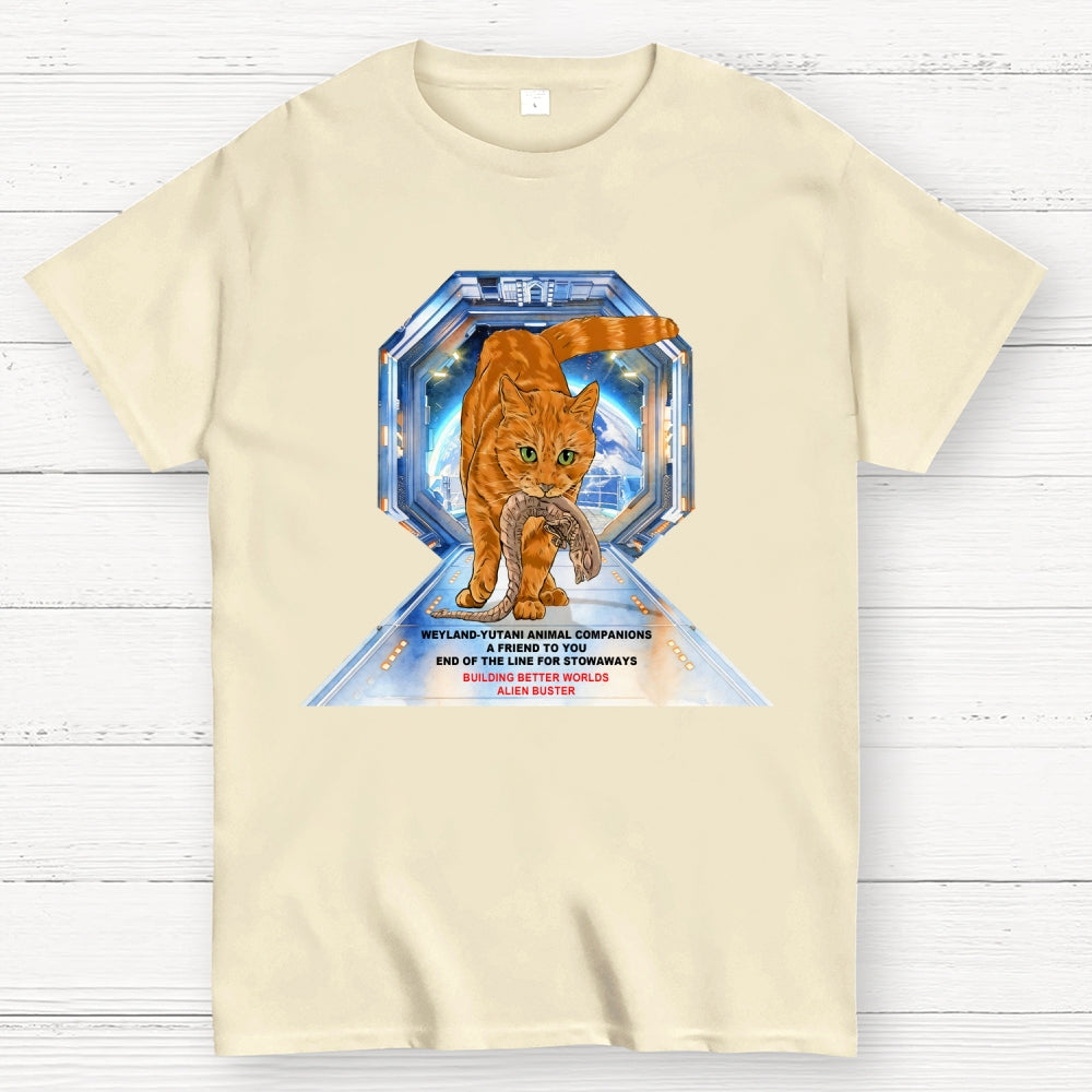 Alien Buster Ginger Cat - Building Better Worlds  T-Shirt