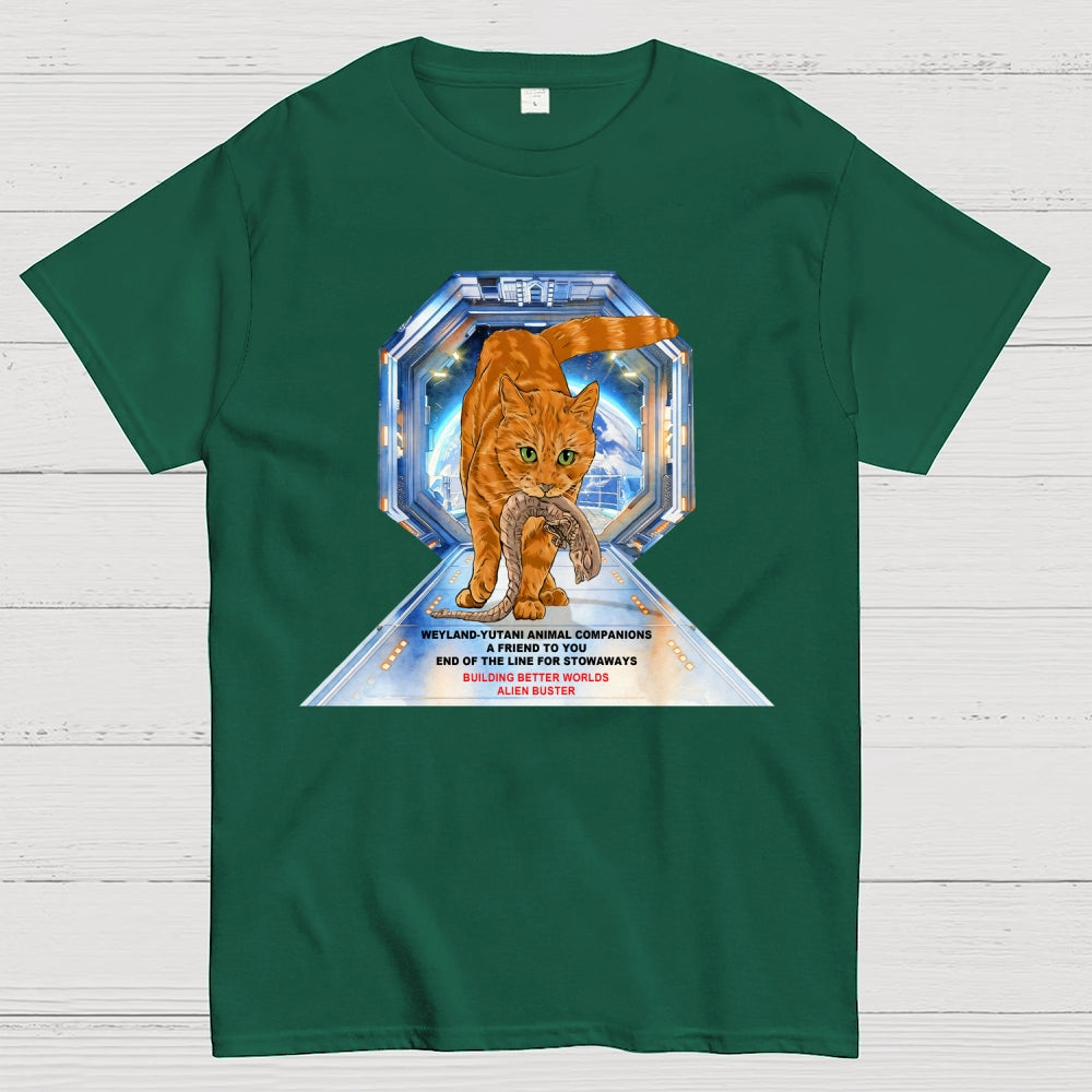 Alien Buster Ginger Cat - Building Better Worlds  T-Shirt