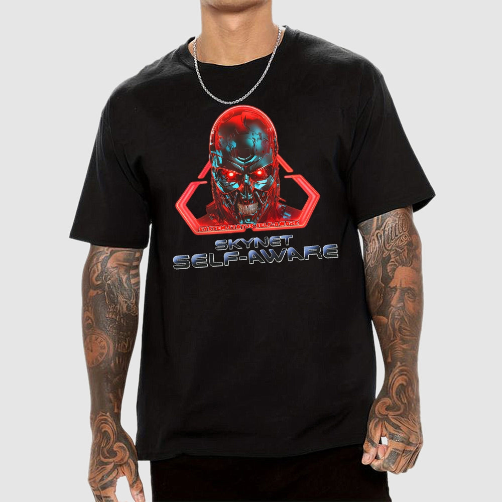 Skynet Self-Aware  Cotton T-Shirt