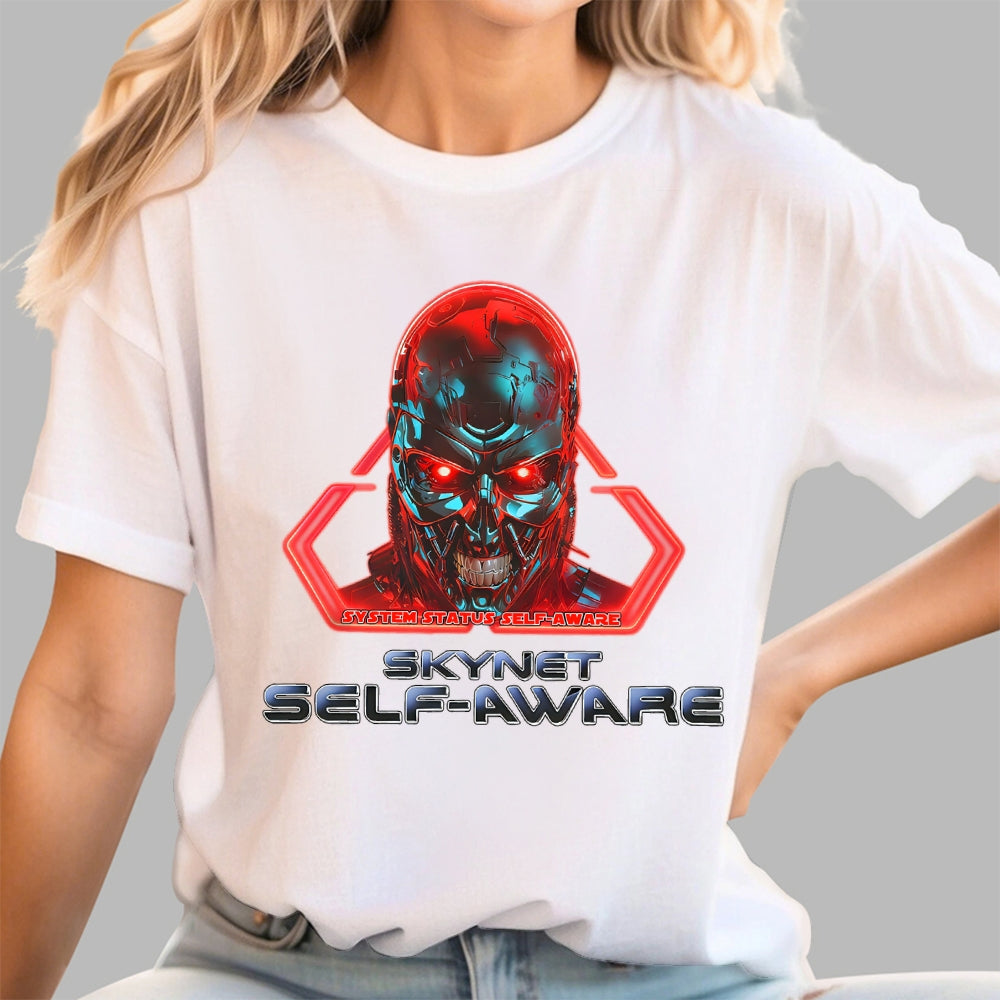Skynet Self-Aware  Cotton T-Shirt