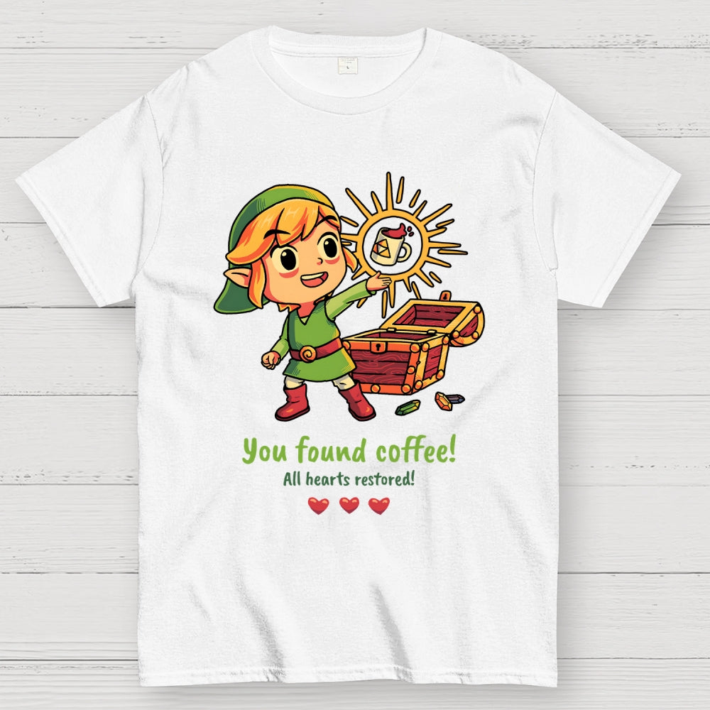 You Found Coffee All Hearts Restored  Funny Gaming  T-Shirt
