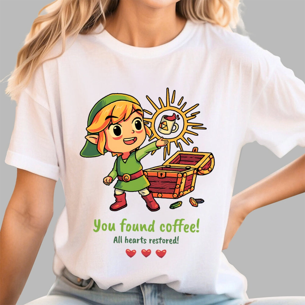 You Found Coffee All Hearts Restored  Funny Gaming  T-Shirt