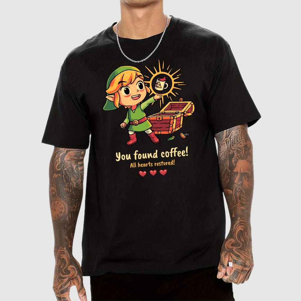 You Found Coffee All Hearts Restored  Funny Gaming  T-Shirt