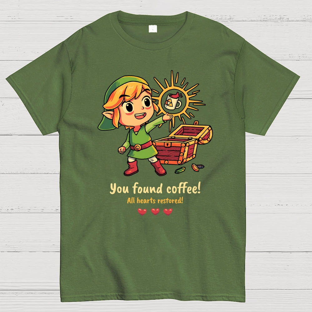 You Found Coffee All Hearts Restored  Funny Gaming  T-Shirt