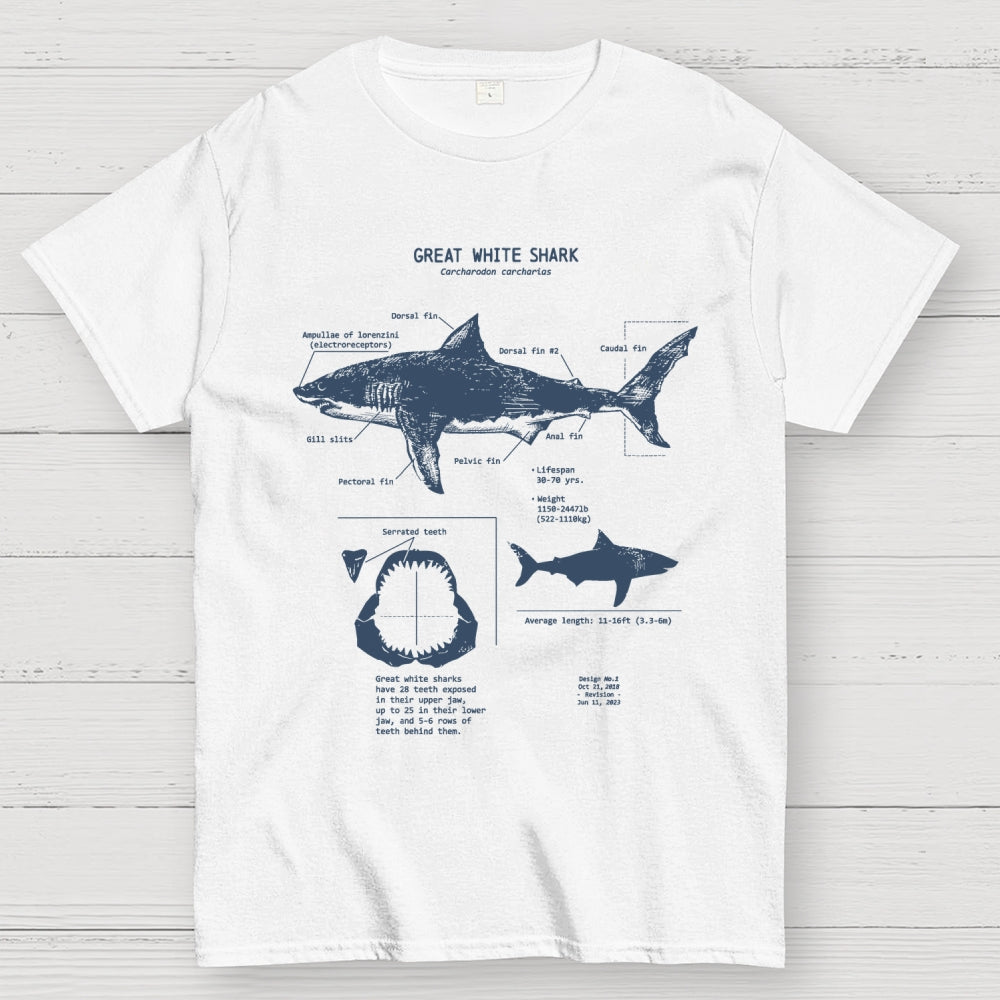Great White Shark Anatomy  T-Shirt