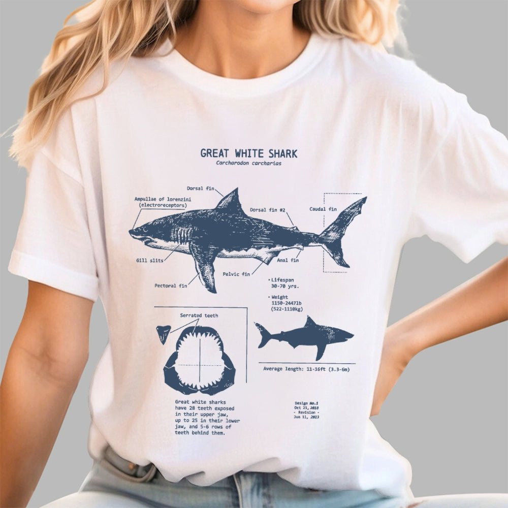Great White Shark Anatomy  T-Shirt