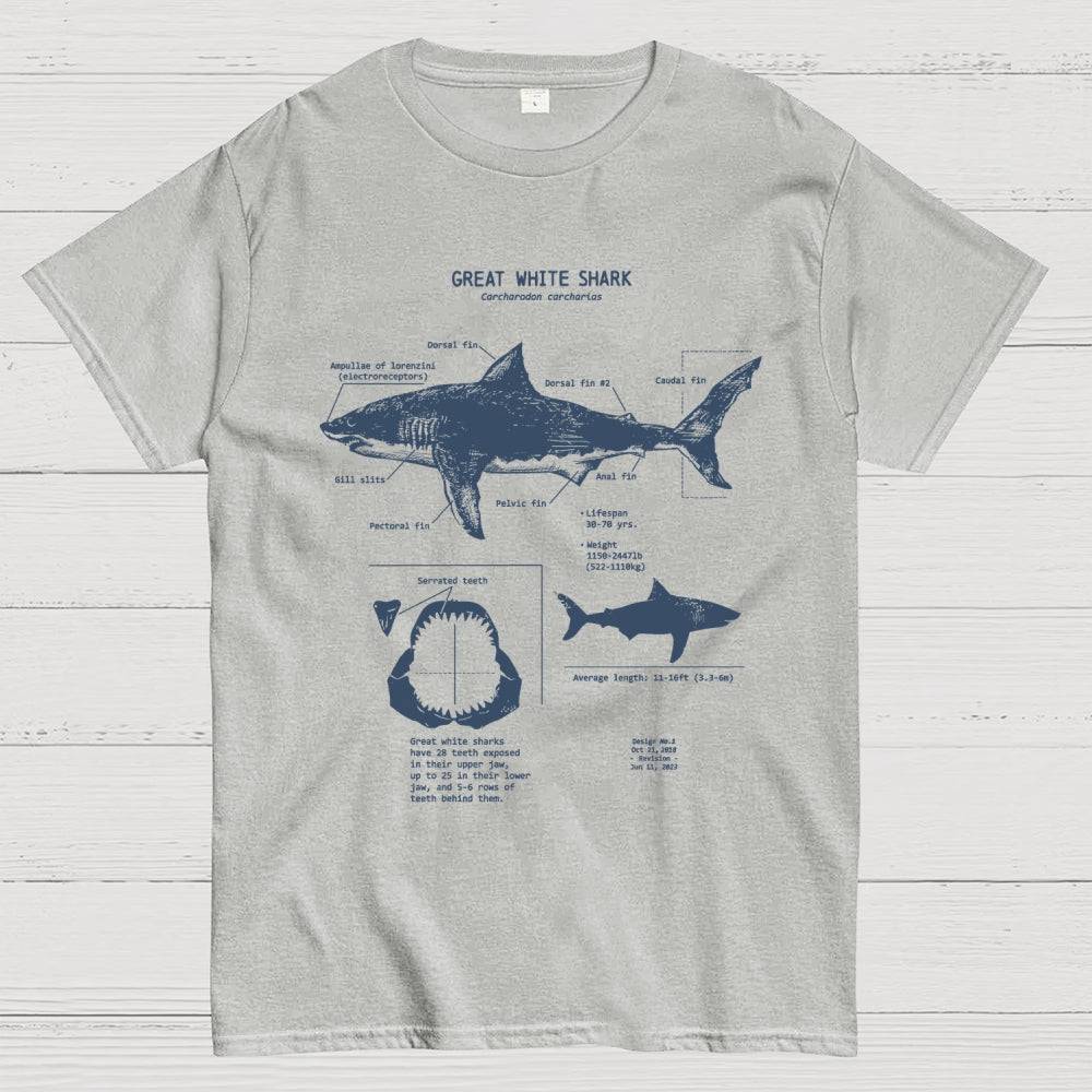 Great White Shark Anatomy  T-Shirt