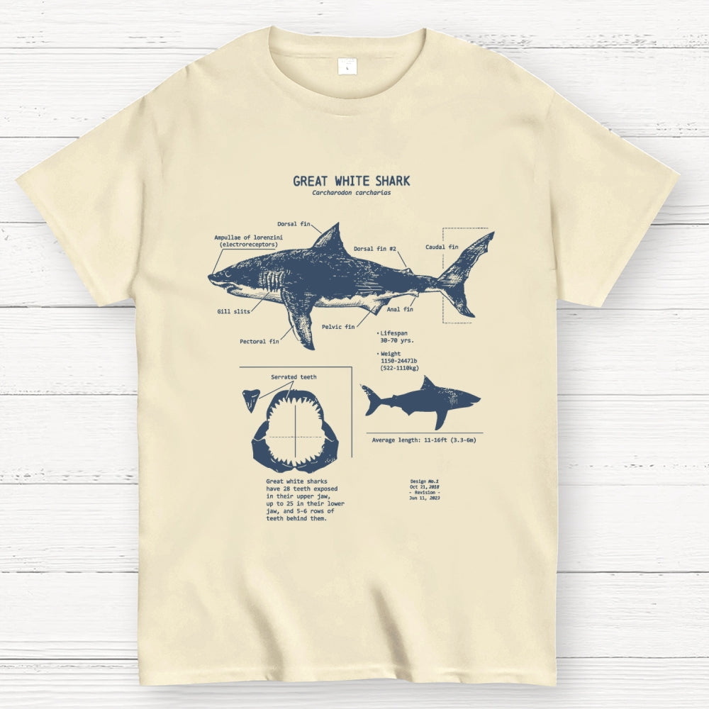Great White Shark Anatomy  T-Shirt