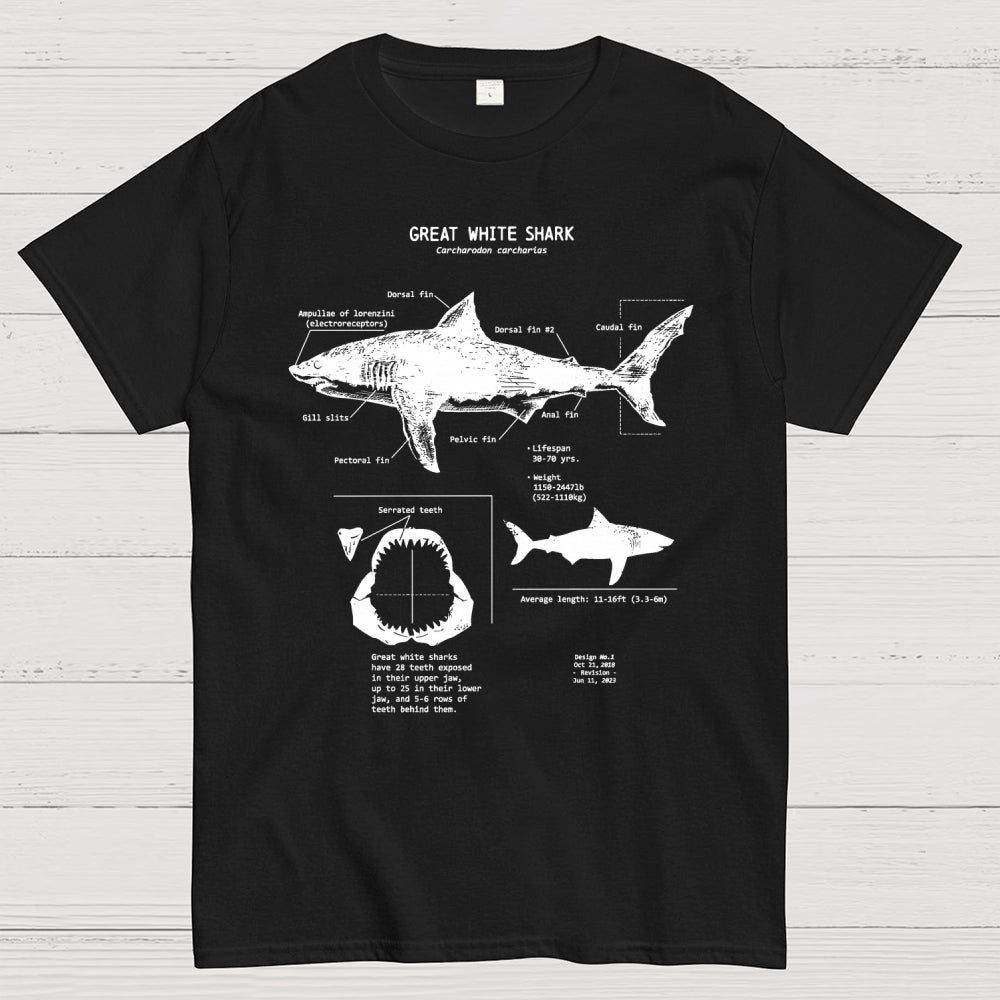 Great White Shark Anatomy  T-Shirt