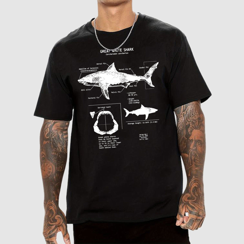 Great White Shark Anatomy  T-Shirt