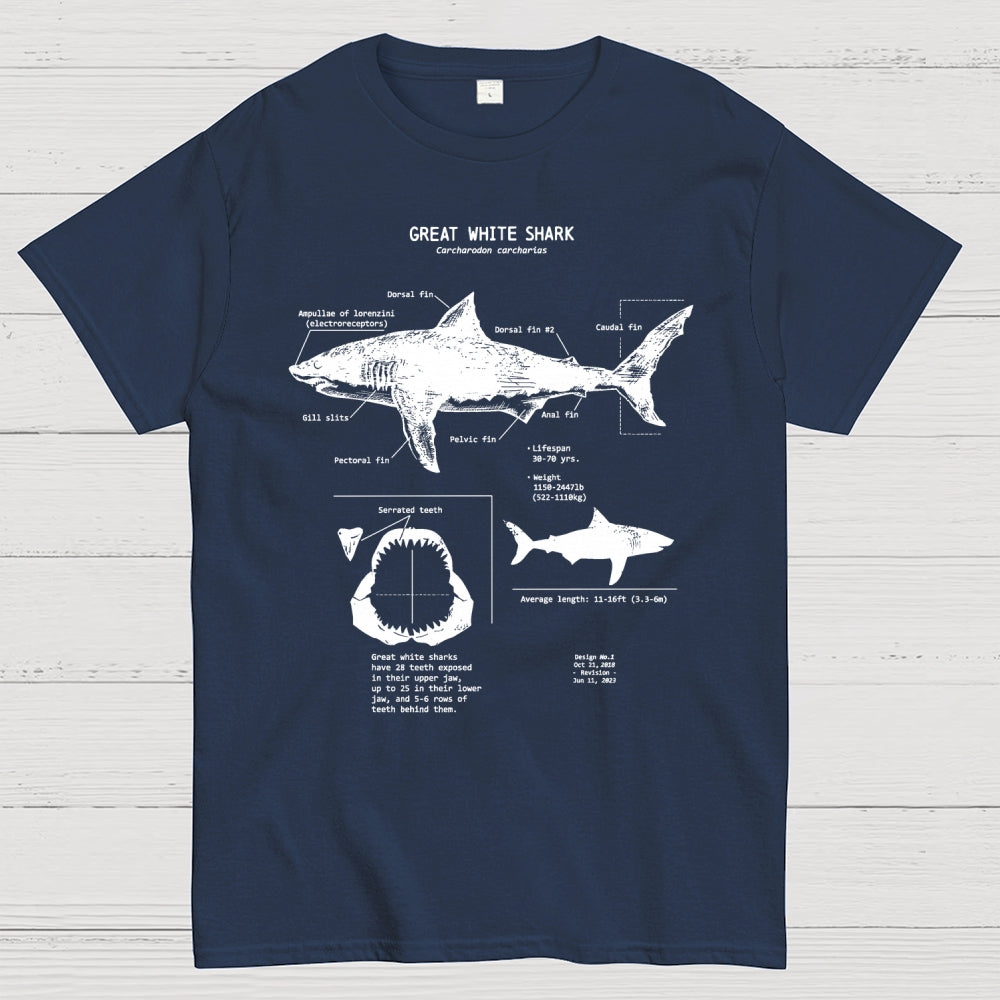 Great White Shark Anatomy  T-Shirt
