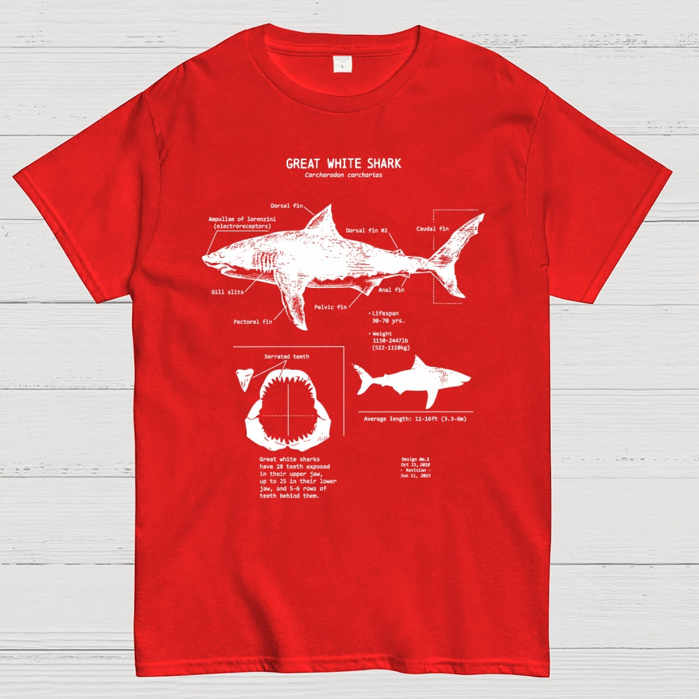 Great White Shark Anatomy  T-Shirt