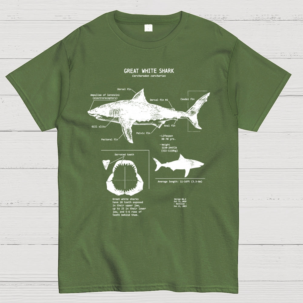 Great White Shark Anatomy  T-Shirt