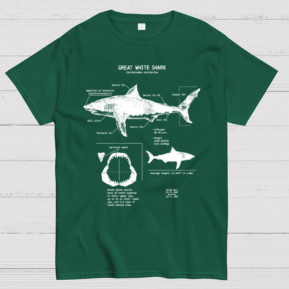 Great White Shark Anatomy  T-Shirt