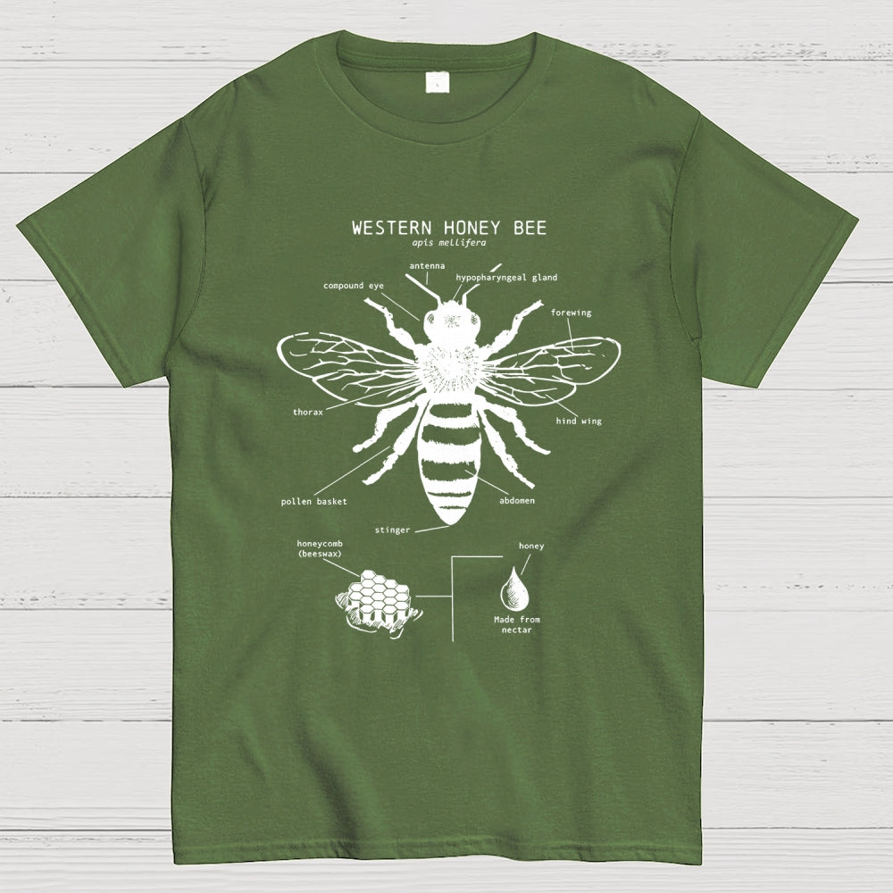 Hand-drawn anatomical diagram of bees  T-Shirt