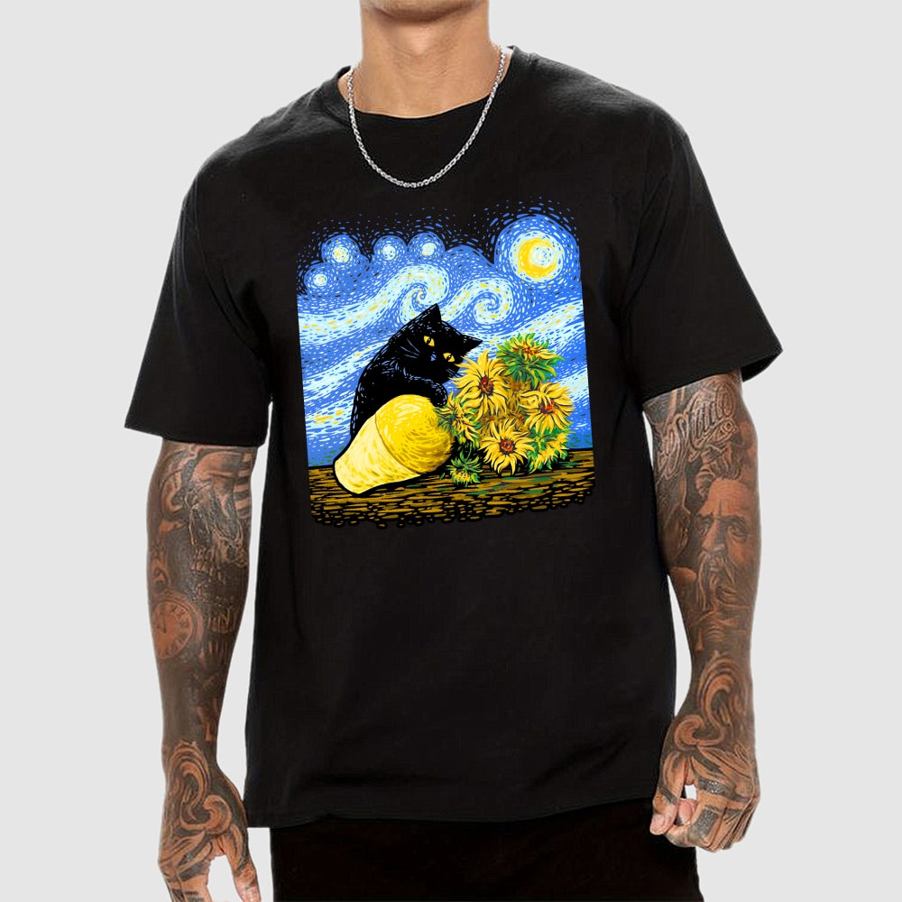 The Art Critic-Van Gogh's Starry Night  T-Shirt