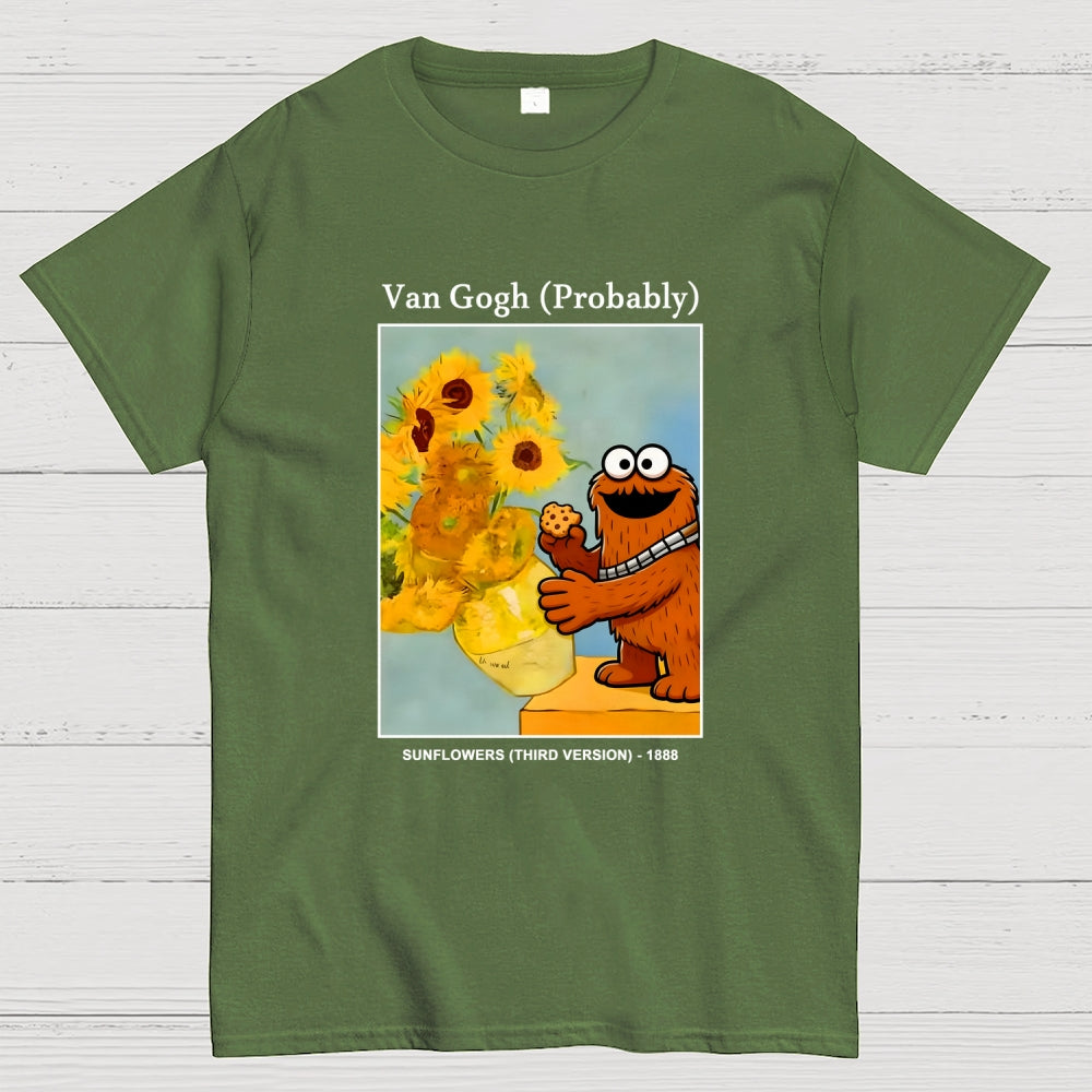 Wookiee Monster Chooses Cookies Over Van Gogh's Sunflowers  T-Shirt