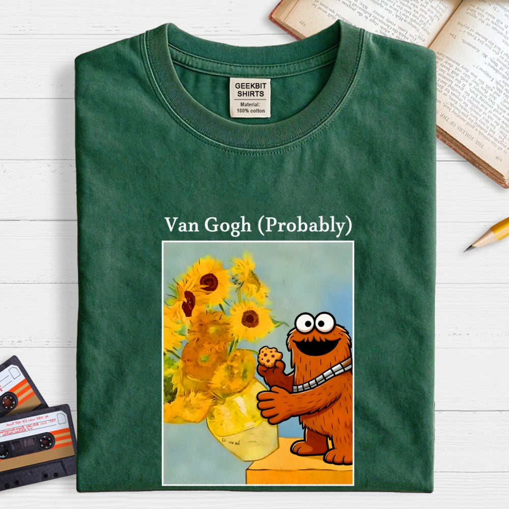 Wookiee Monster Chooses Cookies Over Van Gogh's Sunflowers  T-Shirt