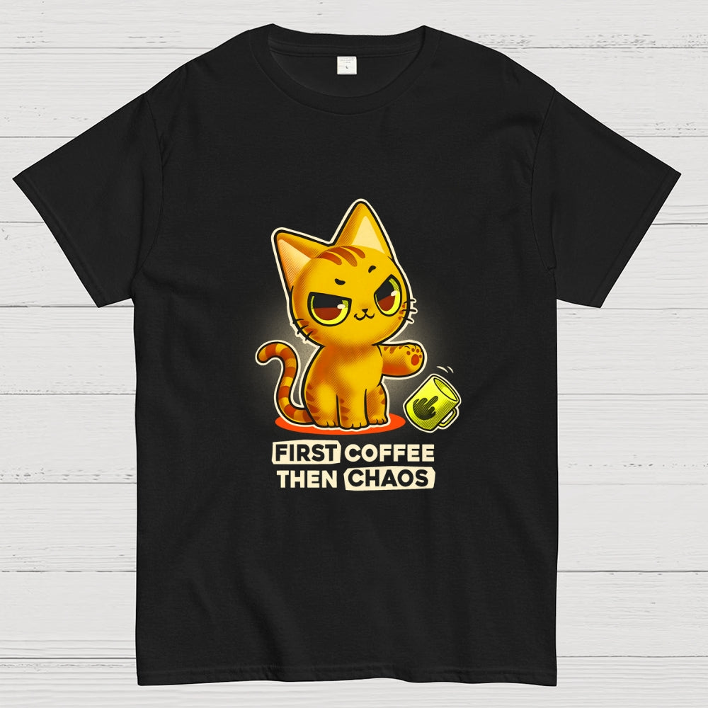 A Kitten For A Coffee Lover First Coffee Then Chaos  T-Shirt
